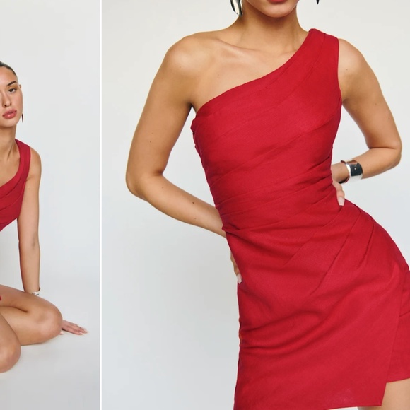 Reformation Dresses & Skirts - Reformation Ciro Linen Dress Red - Size 10